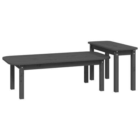 vidaXL 2-tlg. Couchtisch-Set Grau Massivholz Kiefer