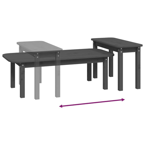 vidaXL 2-tlg. Couchtisch-Set Grau Massivholz Kiefer