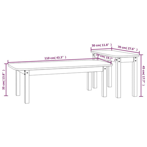 vidaXL 2-tlg. Couchtisch-Set Grau Massivholz Kiefer