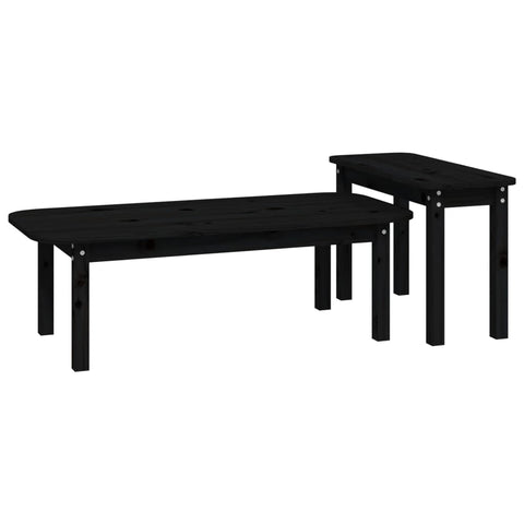 vidaXL 2-tlg. Couchtisch-Set Schwarz Massivholz Kiefer