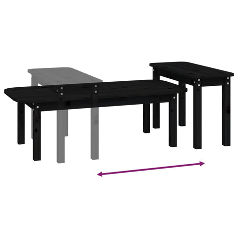 vidaXL 2-tlg. Couchtisch-Set Schwarz Massivholz Kiefer