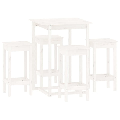 hocami - 5-tlg. Bar-Set Weiß Massivholz Kiefer - 5-tlg-bar-set-weiss-massivholz-kiefer-4 - 