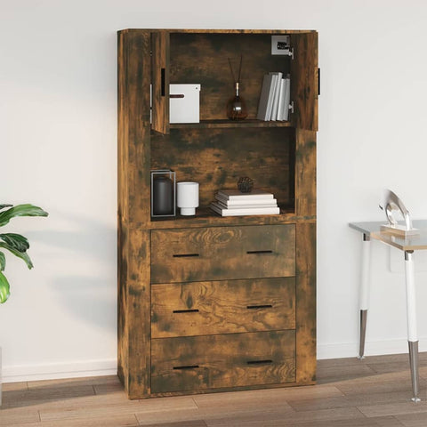 vidaXL Wandschrank Räuchereiche 80x33x80 cm Holzwerkstoff