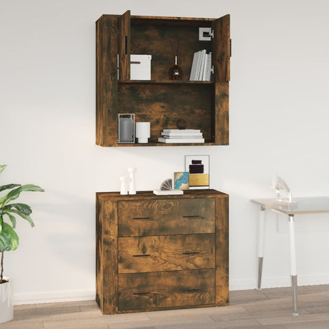 vidaXL Wandschrank Räuchereiche 80x33x80 cm Holzwerkstoff