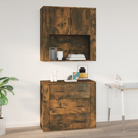 vidaXL Wandschrank Räuchereiche 80x33x80 cm Holzwerkstoff