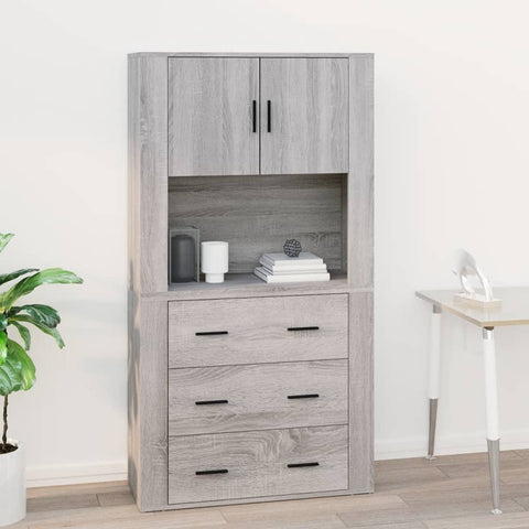 vidaXL Wandschrank Grau Sonoma 80x33x80 cm Holzwerkstoff