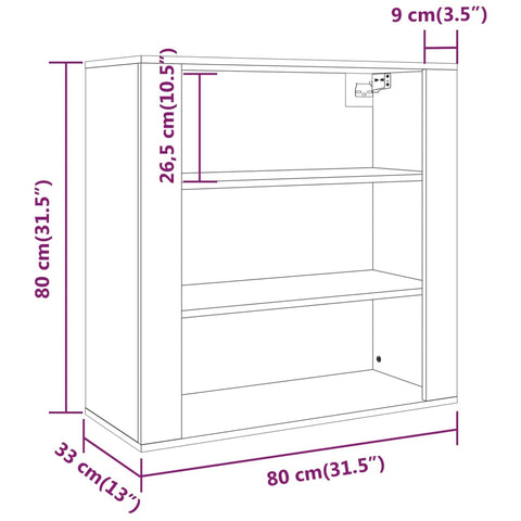 vidaXL Wandschrank Weiß 80x33x80 cm Holzwerkstoff