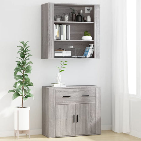 vidaXL Wandschrank Grau Sonoma 80x33x80 cm Holzwerkstoff