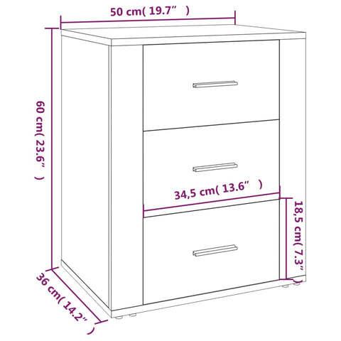 vidaXL Nachttisch Grau Sonoma 50x36x60 cm Holzwerkstoff