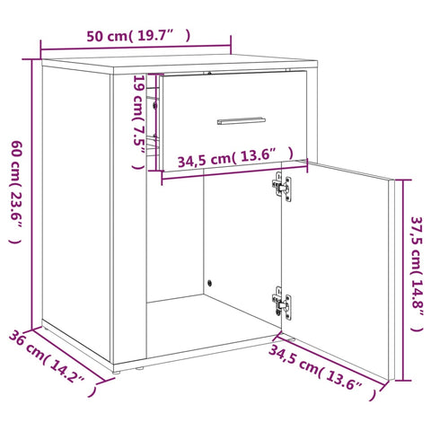 vidaXL Nachttisch Weiß 50x36x60 cm Holzwerkstoff