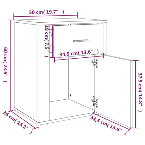 vidaXL Nachttisch Betongrau 50x36x60 cm Holzwerkstoff