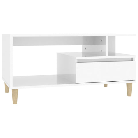 vidaXL Couchtisch Hochglanz-Weiß 90x49x45 cm Holzwerkstoff