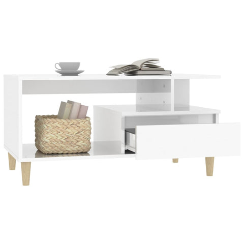 vidaXL Couchtisch Hochglanz-Weiß 90x49x45 cm Holzwerkstoff