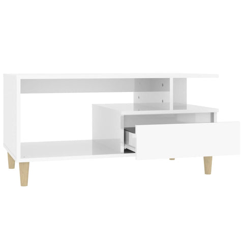 vidaXL Couchtisch Hochglanz-Weiß 90x49x45 cm Holzwerkstoff