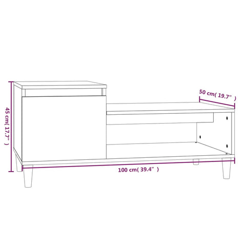 vidaXL Couchtisch Weiß 100x50x45 cm Holzwerkstoff