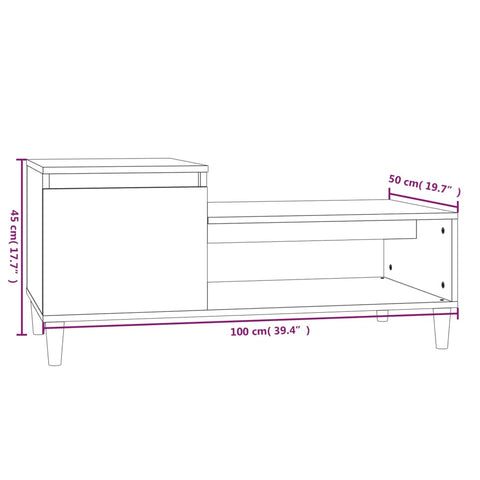 vidaXL Couchtisch Schwarz 100x50x45 cm Holzwerkstoff