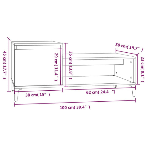 vidaXL Couchtisch Weiß 100x50x45 cm Holzwerkstoff