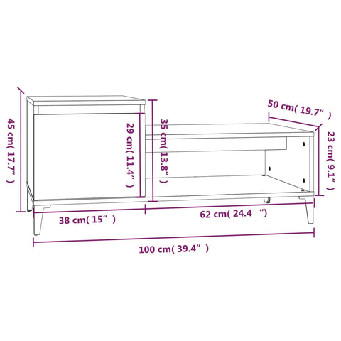 vidaXL Couchtisch Schwarz 100x50x45 cm Holzwerkstoff