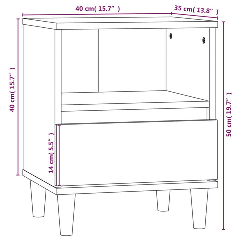 vidaXL Nachttische 2 Stk. Grau Sonoma 40x35x50 cm