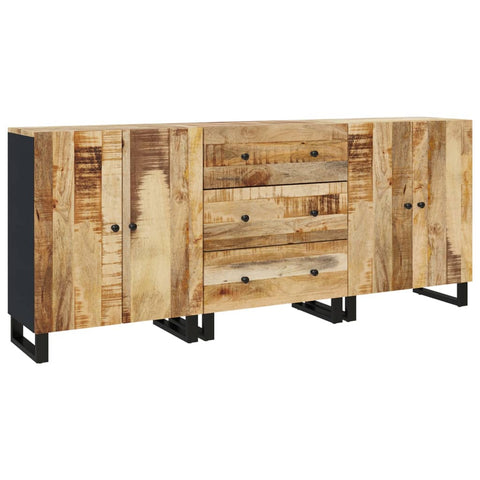 vidaXL Sideboards 3 Stk. Raues Mangoholz