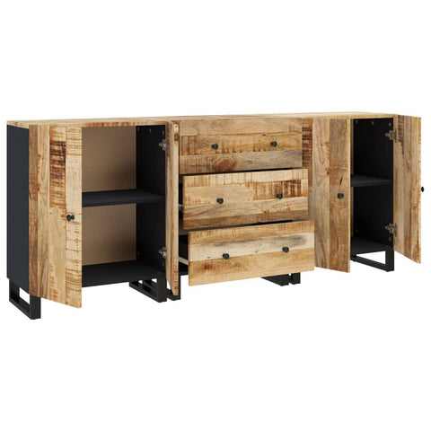 vidaXL Sideboards 3 Stk. Raues Mangoholz