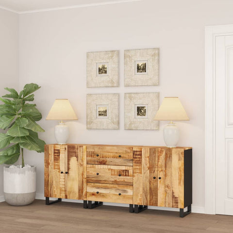 vidaXL Sideboards 3 Stk. Raues Mangoholz