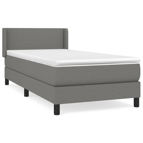 vidaXL Boxspringbett mit Matratze Dunkelgrau 80x200 cm Stoff