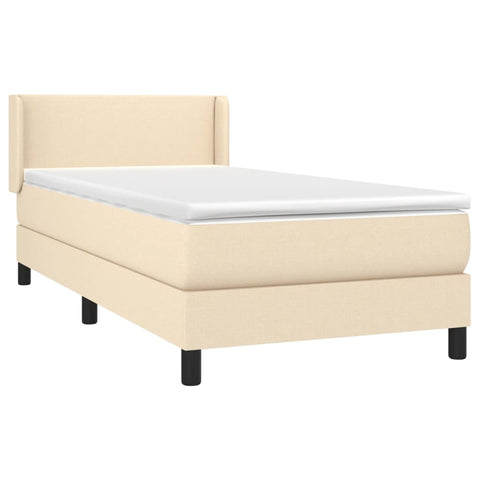 vidaXL Boxspringbett mit Matratze Creme 90x200 cm Stoff