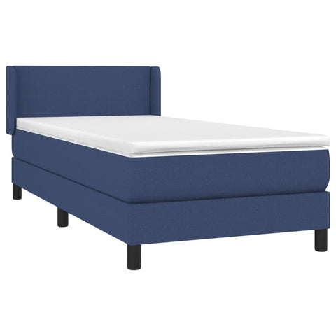 vidaXL Boxspringbett mit Matratze Blau 90x200 cm Stoff