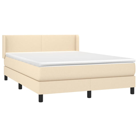 vidaXL Boxspringbett mit Matratze Creme 140x190 cm Stoff