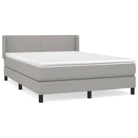 vidaXL Boxspringbett mit Matratze Hellgrau 140x200 cm Stoff