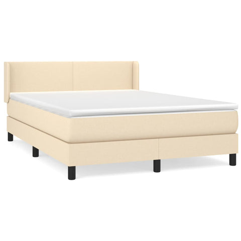 vidaXL Boxspringbett mit Matratze Creme 140x200 cm Stoff