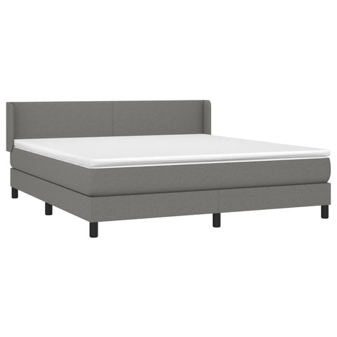 vidaXL Boxspringbett mit Matratze Dunkelgrau 160x200 cm Stoff