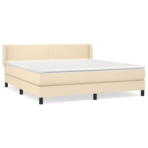 vidaXL Boxspringbett mit Matratze Creme 160x200 cm Stoff