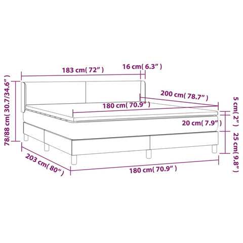 vidaXL Boxspringbett mit Matratze Taupe 180x200 cm Stoff