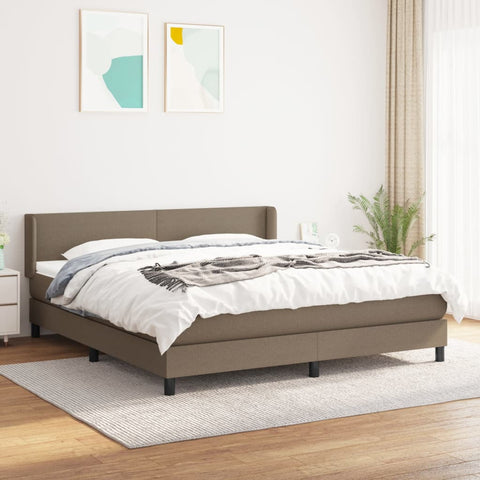 vidaXL Boxspringbett mit Matratze Taupe 180x200 cm Stoff