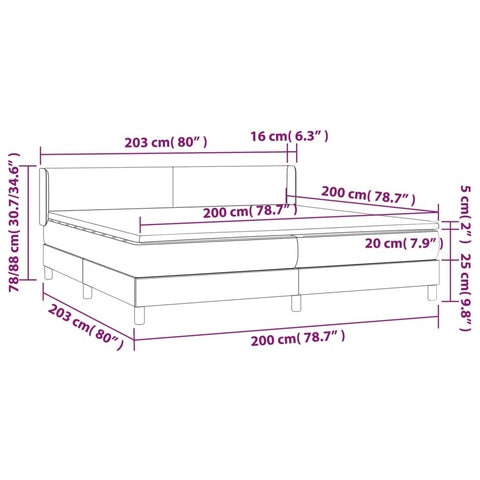 vidaXL Boxspringbett mit Matratze Dunkelgrau 200x200 cm Stoff