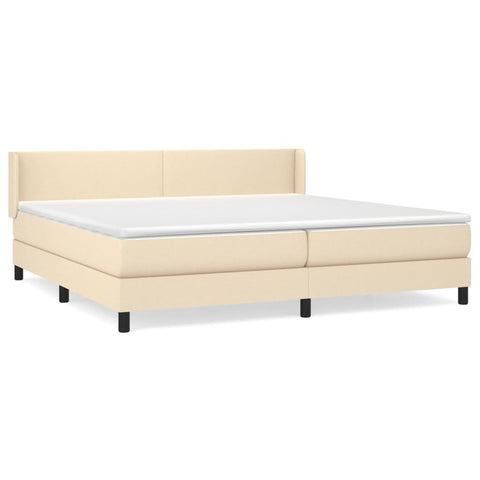 vidaXL Boxspringbett mit Matratze Creme 200x200 cm Stoff