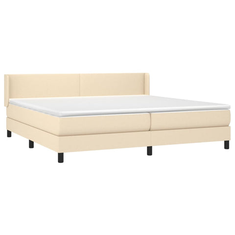 vidaXL Boxspringbett mit Matratze Creme 200x200 cm Stoff