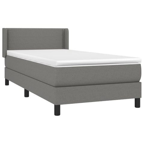 vidaXL Boxspringbett mit Matratze Dunkelgrau 80x200 cm Stoff