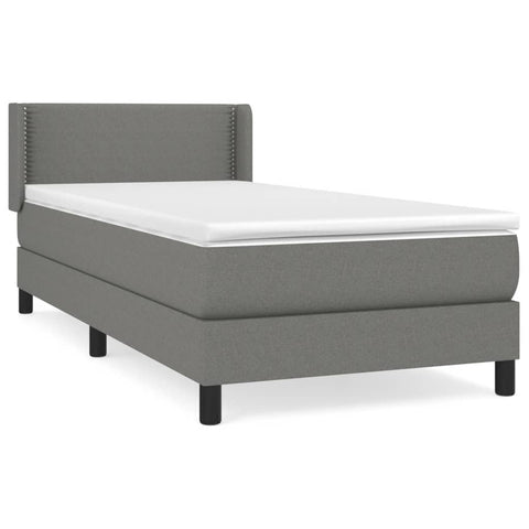 vidaXL Boxspringbett mit Matratze Dunkelgrau 90x200 cm Stoff