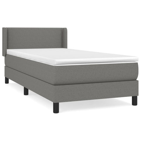 vidaXL Boxspringbett mit Matratze Dunkelgrau 100x200 cm Stoff