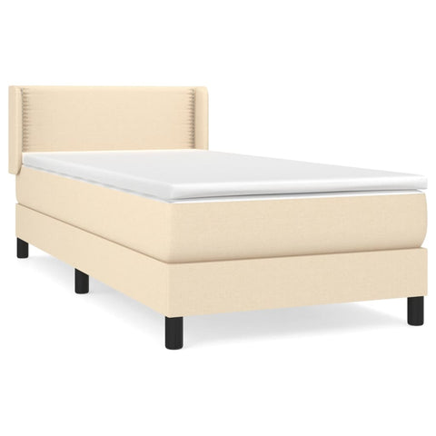 vidaXL Boxspringbett mit Matratze Creme 100x200 cm Stoff