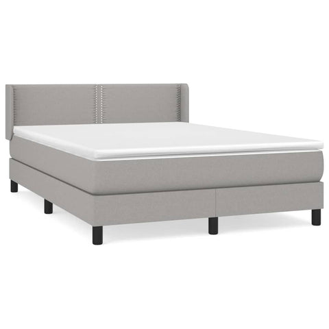 vidaXL Boxspringbett mit Matratze Hellgrau 140x190 cm Stoff