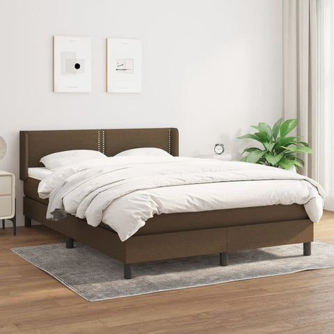 vidaXL Boxspringbett mit Matratze Dunkelbraun 140x190 cm Stoff