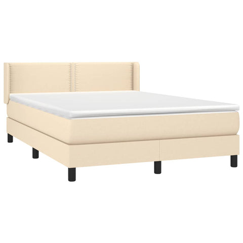 vidaXL Boxspringbett mit Matratze Creme 140x190 cm Stoff