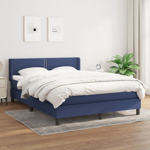 vidaXL Boxspringbett mit Matratze Blau 140x190 cm Stoff