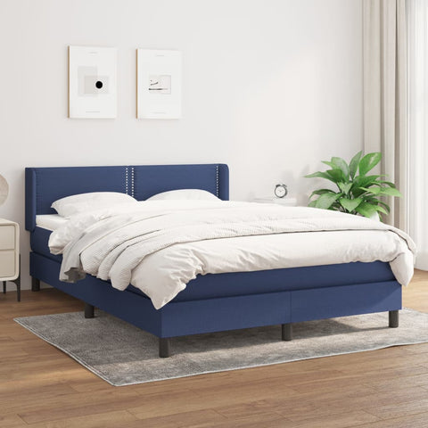 vidaXL Boxspringbett mit Matratze Blau 140x200 cm Stoff