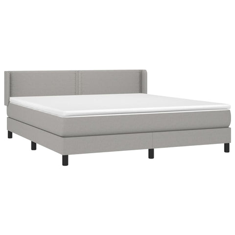 vidaXL Boxspringbett mit Matratze Hellgrau 160x200 cm Stoff