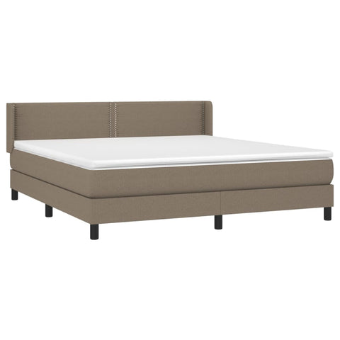 vidaXL Boxspringbett mit Matratze Taupe 160x200 cm Stoff